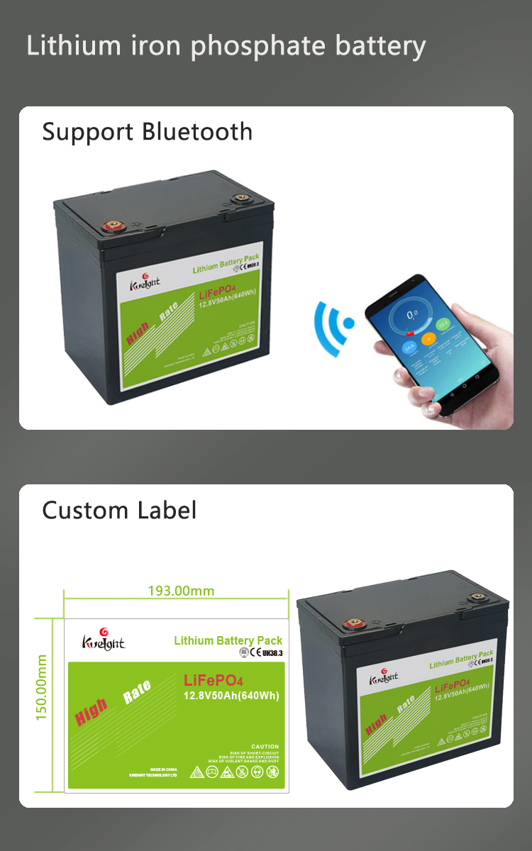 50AH 12.8V BMS Built in Grade A LiFePO4 Backup Power Lithium Battery