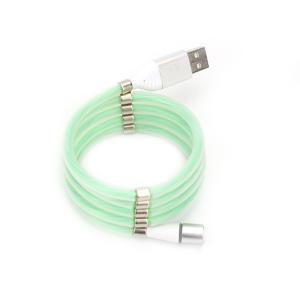 Wholesale Pogo Pin LED Lighting Luminous USB Magnetic Charging Cable Coiled Rope 100cm from china suppliers