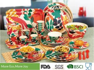 Wholesale Round Shape Bamboo Fiber Dinnerware High Strength Fashionably Christmas Colors Design from china suppliers