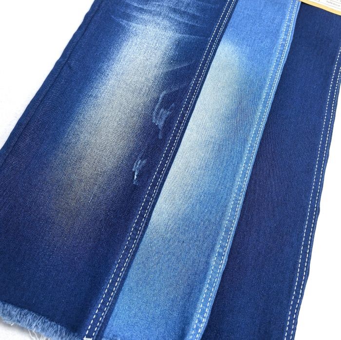 9OZ Stretch Elasticity Indigo Satin Denim Fabric For Lady Shrinkage Proof