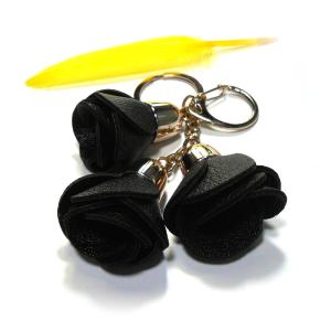 Wholesale Black 36g Leather Rose Keychain , Hand Stitched Promotional Leather Keyrings from china suppliers