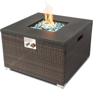 Wholesale Outdoor 40,000 BTU Stainless Steel Burner Square Gas Fire Pit Metal Lid Cover from china suppliers