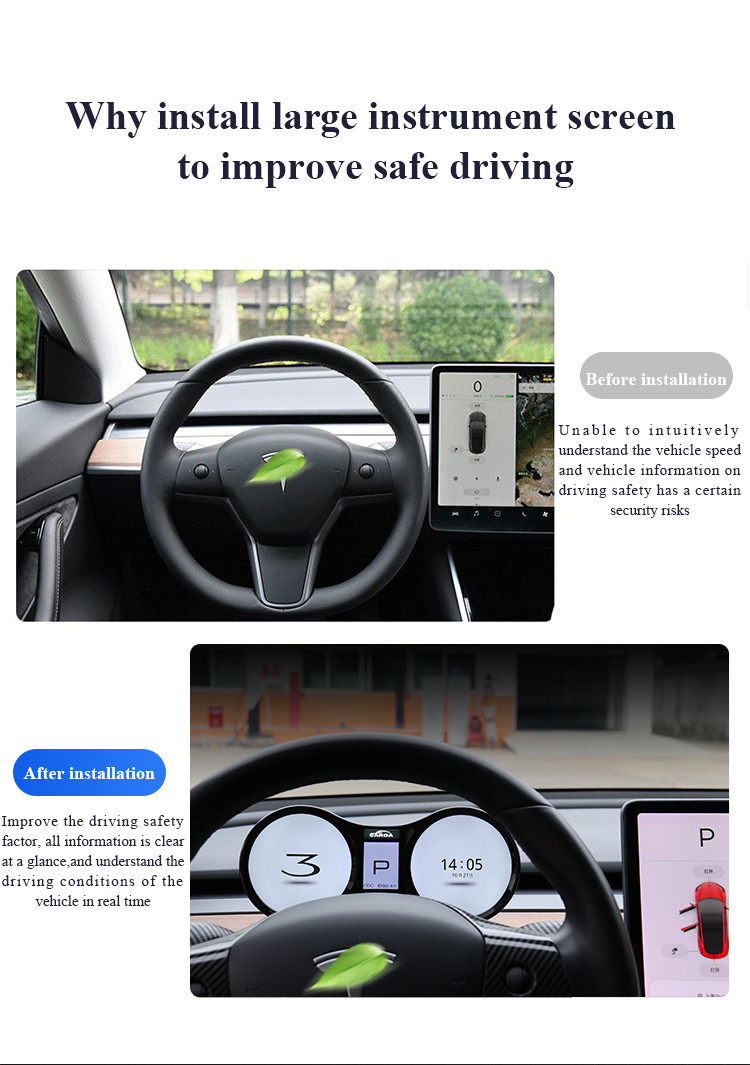12.3 Inch Screen Dashboard Tesla Model 3 Model Y 1920*720 Black