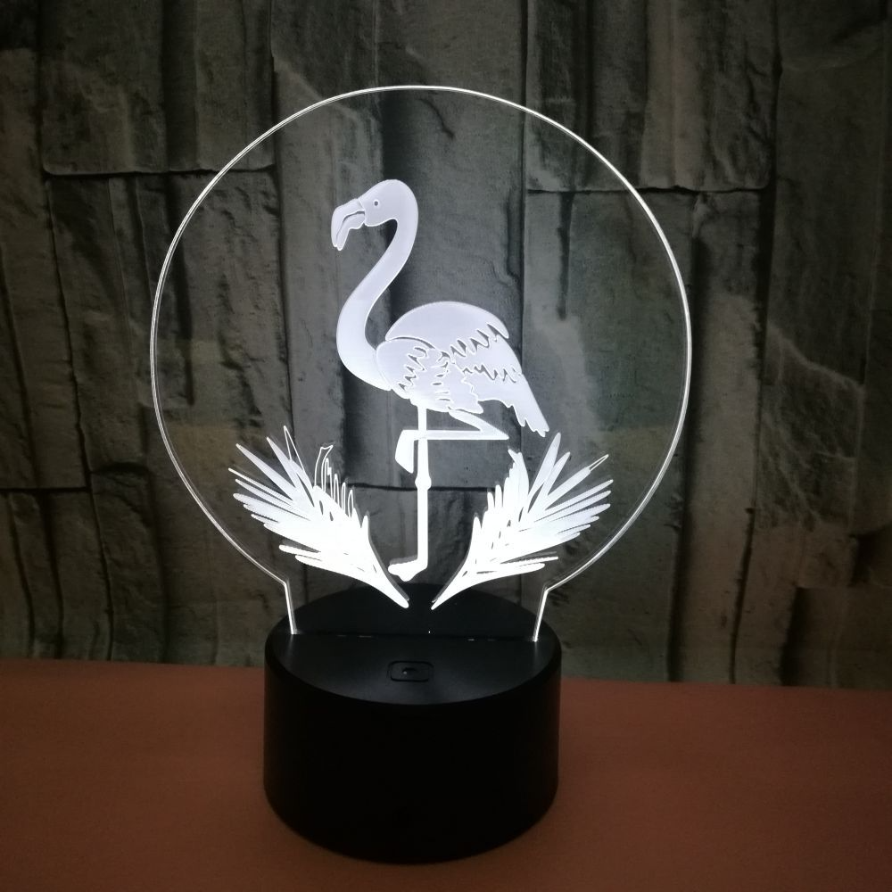 OEM company logo building mountain birds shape 3D LED Night Light Flamingo Colorful 3D Light