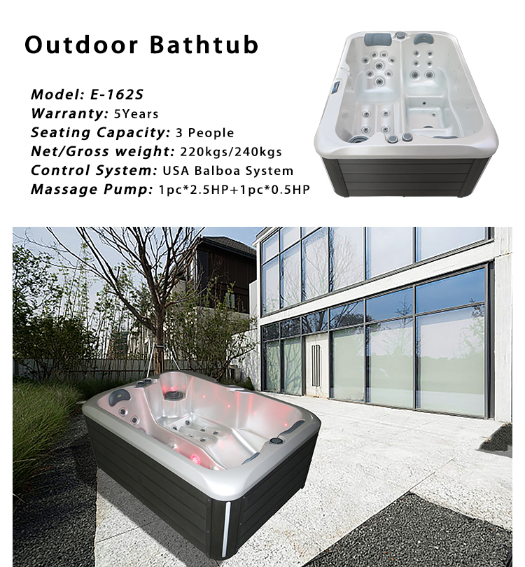 Acrylic Balboa Outdoor Corner Spa Bathtub Massage Hot Tub For 2 3 Person