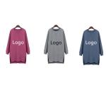 Custom Printed Plus Size Ladies Shirts Women'S Long Sleeve Hoodie Dress