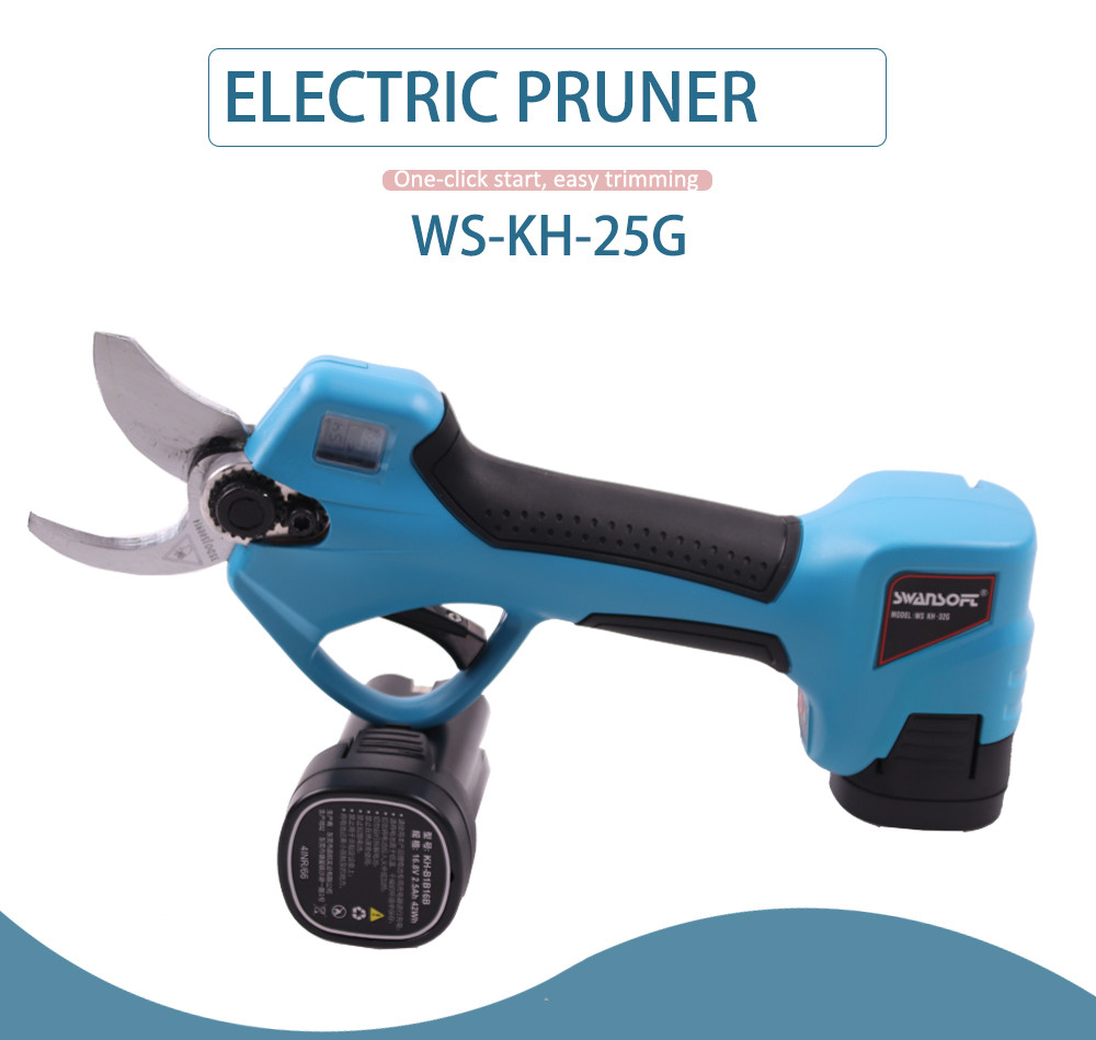 Swansoft Finger Protection Secateurs Battery Operated Scissor 2.5CM Battery Powered Orchard Pruner With High Quality
