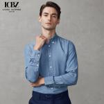 Summer Cotton Slim Fit Men's French Shirt end Custom OEM Light Blue for Business
