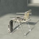 Modern Acrylic Stacking Kitchen Dining Room Arm Chair In Clear Fully Assembled