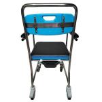 Blue Medical Safety Shower Toilet Chair With Wheels Easy Cleaning