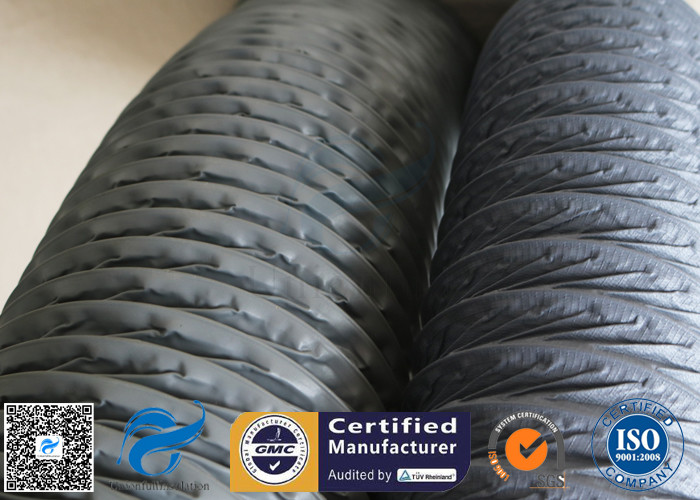 PVC Coated Fiberglass Fabric 150MM HVAC Flexible Air Ducts 10M Grey 260℃