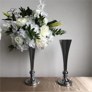 Wholesale 20 Inch Tall Decoration Vase For Living Room Silver Metal Trumpet Vases from china suppliers