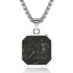 Religious Forged Carbon Fiber Pendant Square Bible Verse Christian Cross