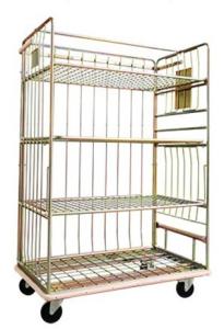 China Logistics Cart Roll Metal Cage Trolley Roll Containers Carbon Steel Adjustable on sale