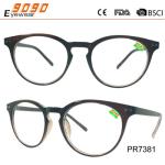 Hot sale style reading glasses with plastic frame ,metal silver pins on the