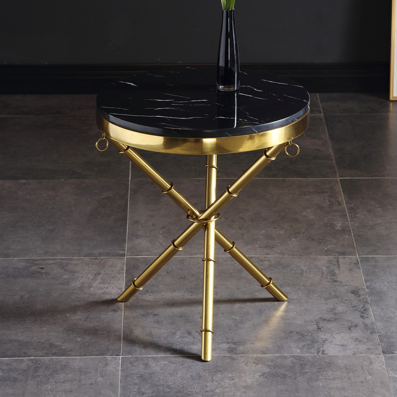 0.55 M High Stainless Steel Marble Circular Sofa Side / END Table