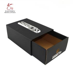 Wholesale Foldable Sliding Corrugated Shoe Box Packaging Black Customized White Logo from china suppliers