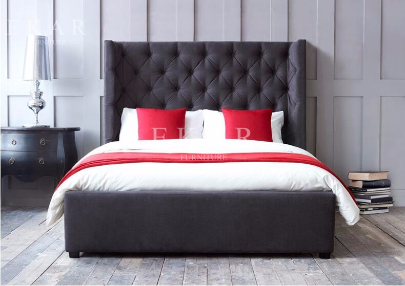 Headboard Upholstered Latest Wooden Design King Size Bed
