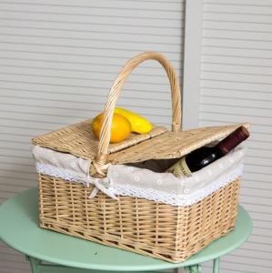 Wholesale Handmade Natural Willow Wicker Picnic Basket Cheap Lunch Bags Hot sale products Outdoor Lunch Basket from china suppliers