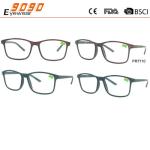 New arrival and hot sale plastic reading glasses,plastic hinge ,metal silver