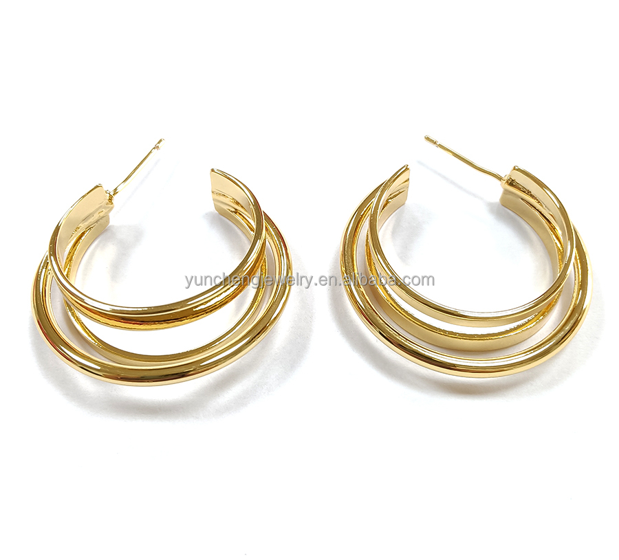 ODM Copper Alloy Medium Hoop Earrings 14k Gold Hoop Earrings Medium