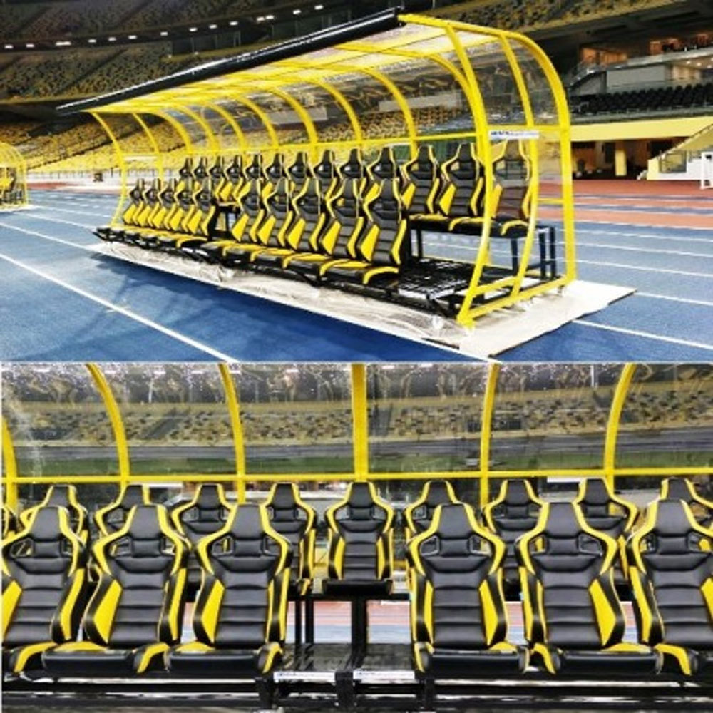 Foldable Double Row Soccer Pitch Leather Football Substitute Bench Sideline Solution
