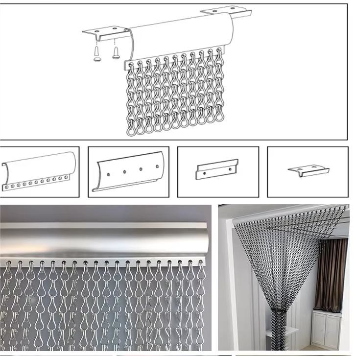 Anodized Decorative Chain Curtains , Aluminium Door Fly Screen Chain
