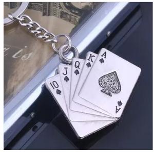 Wholesale New creative gift product metal poker playing cards keychain keyrings from china suppliers