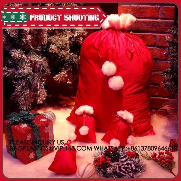 Santa Large Sacks Bulk Christmas Drawstring Gift Bags Reusable 20 X 28 In Polyester Santa Delivery Bags Large