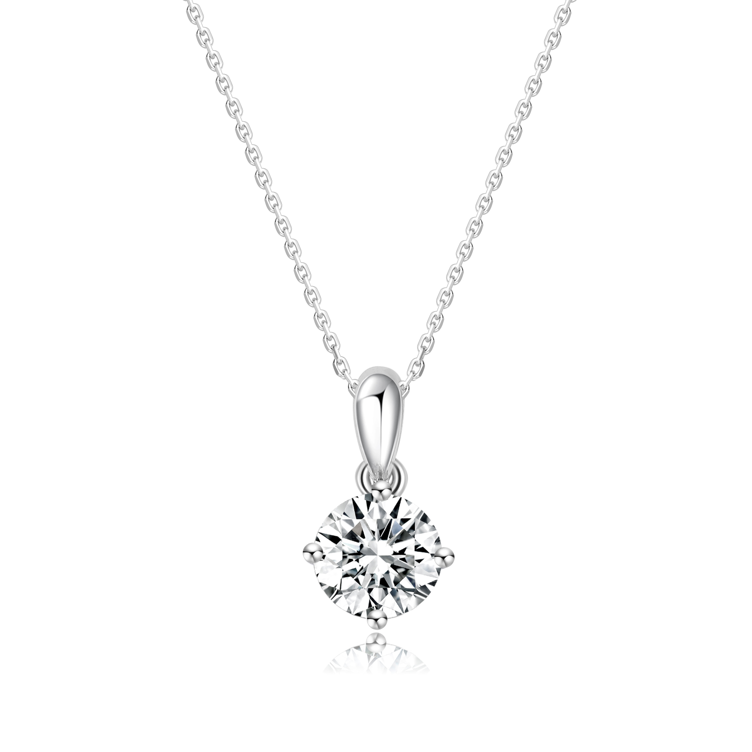 Classic Design 18k Gold Lab-Grown Diamond Pendant Four Claws Pendant White Diamond Jewelry Daily Style