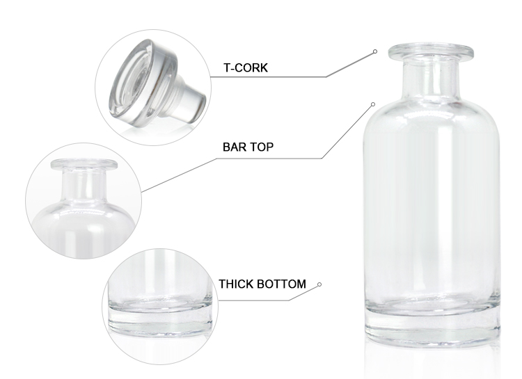 Classic Shape Flint Brandy Spirits Empty White Liquor Glass Bottle 500ml 700ml Super