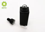 Square Empty Cosmetic Containers , 50ml Matte Black Glass Dropper Bottles