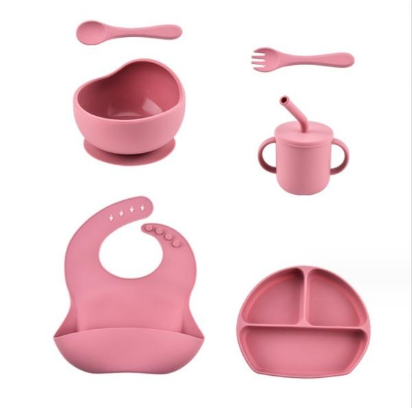 Children Dining Plate Tableware Suction Cup Feeding Set Food Grade Silicone Bowl