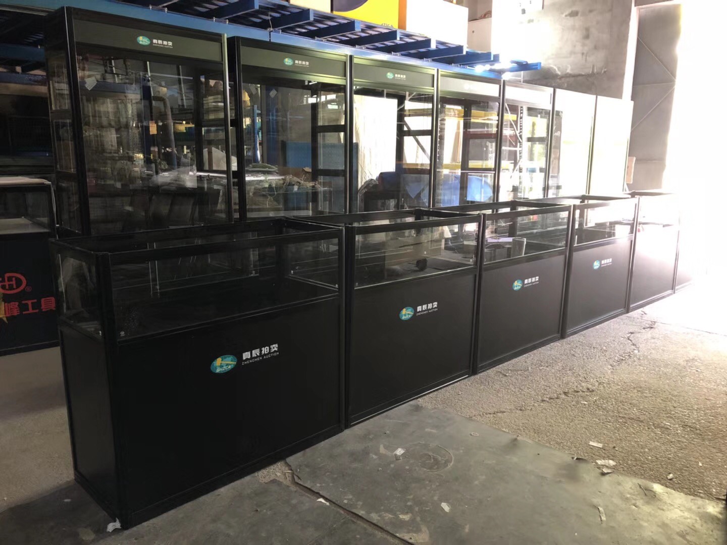 High Quality Aluminum Folding Display Showcase Counter with display TOP,Storage area and locking doors brand Graphics