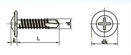 Stainless Steel SS AISI 410 Wafer Truss Head Self Drilling Screws For Metal Phillips Drive