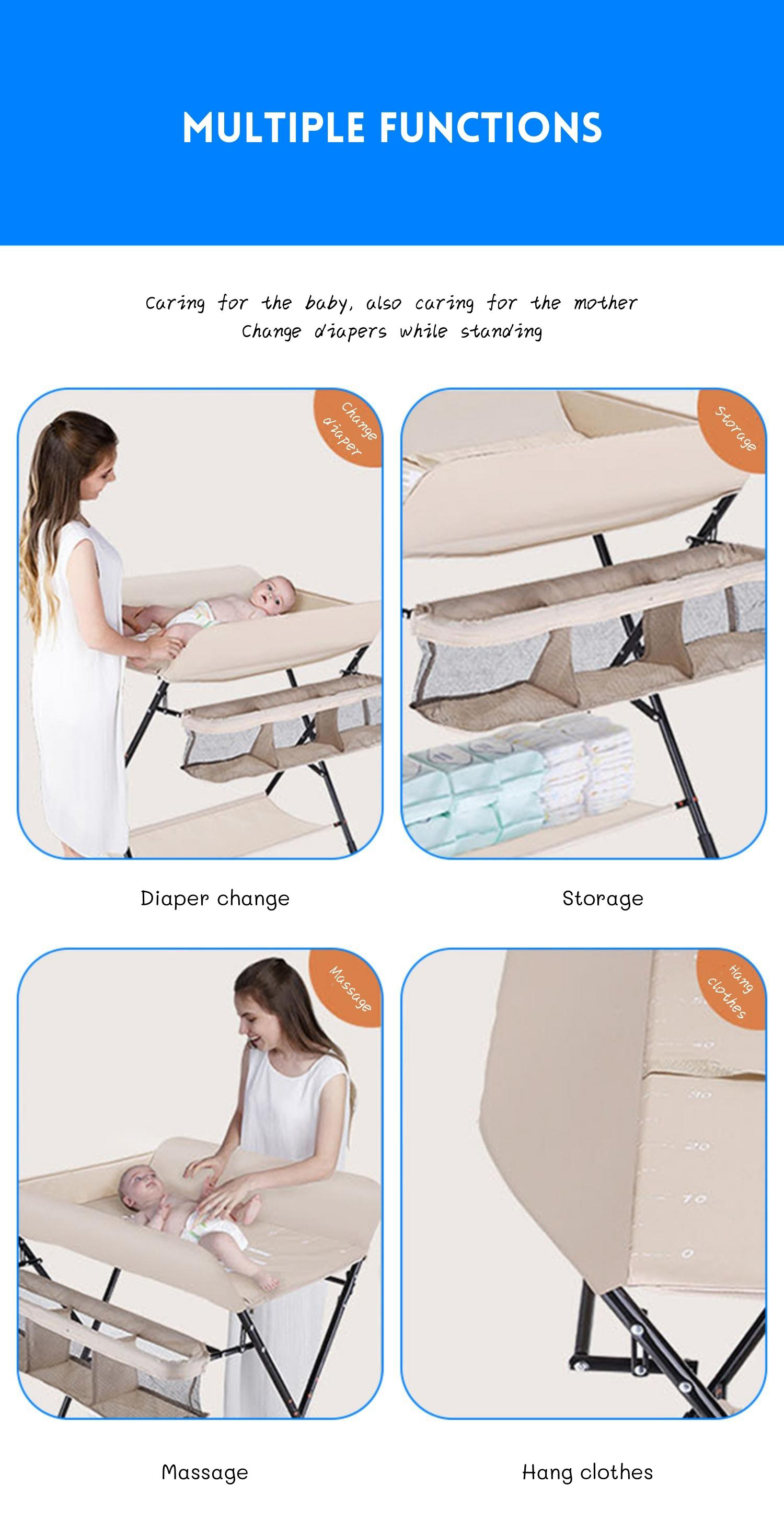 Oxford Fabric And SUS Pipe Baby Changing Table For Kids 0-3 Years Eco Friendly