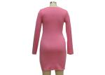 Ruches Draped Women'S Casual Dresses Long Sleeve Office Dresses Customized Logo