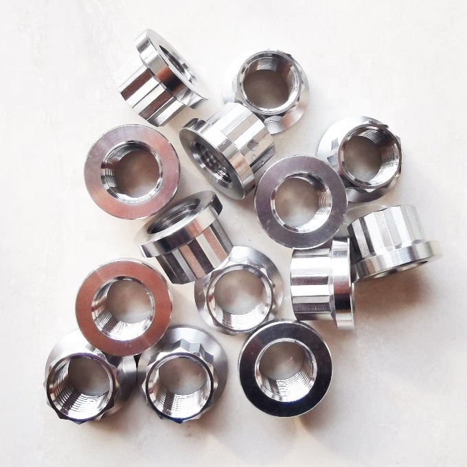 Universal Silver 1/2" -20 12 PT Flange Nuts Titanium Heavy-Duty Applications Made Easy with Silver Nuts
