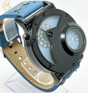 Wholesale OEM Double Movement Mens Sports Watch With Denim Band Hook Buckle from china suppliers