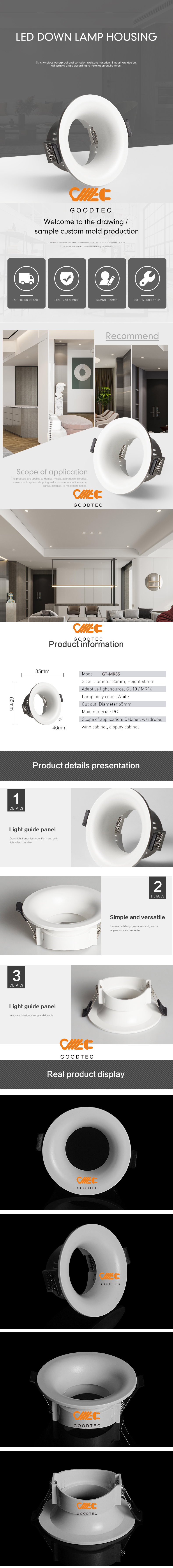 AC Power Supply Plastic COB 5W 7W Downlight Mr16 GU10 Frame