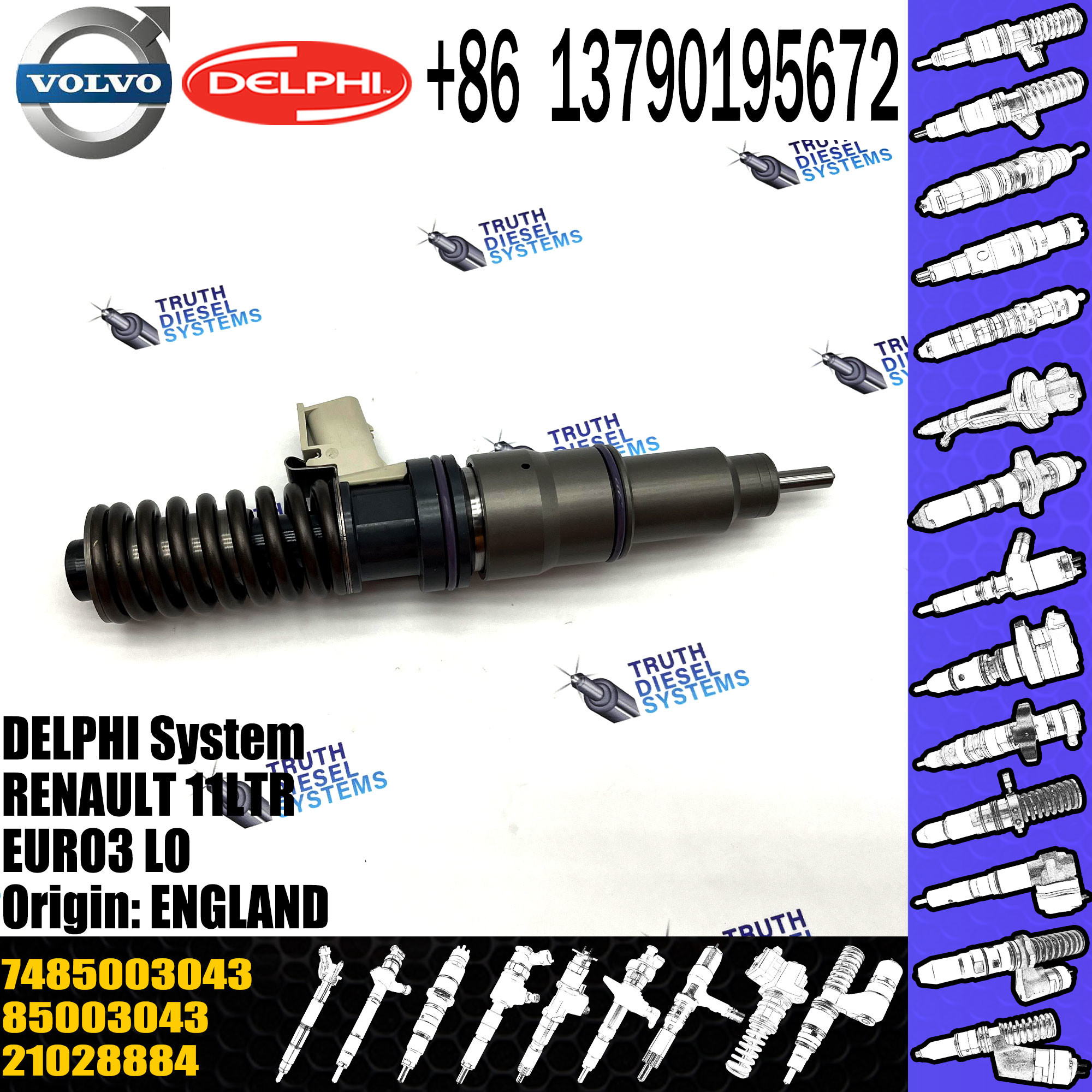 7485003043 common rail diesel injector for Engine 11LTR EUR03L0