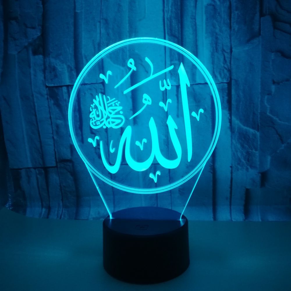 Foreign trade new Allah 3D night light custom OEM logo sign production Creative colorful 3D small table lamp
