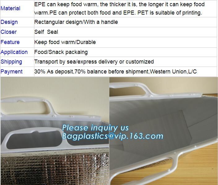 Reusable aluminium foil thermal insulation material cooler bag for picnic with Strapping tape closureRecycled PP Woven Plast