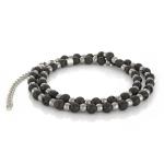 Unisex Silver Plated Stainless Steel Tiger Eye Stone Agate Beaded Bracelet