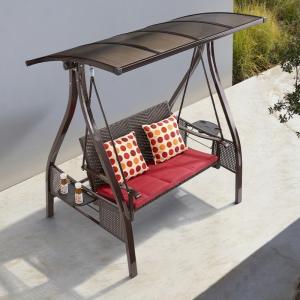 Wholesale Outdoor Leisure PE Rattan 3 Person Steel Porch Swing With Canopy from china suppliers