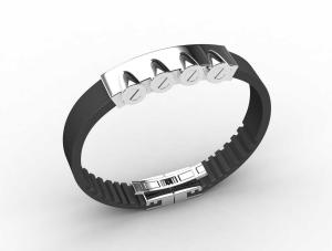 Wholesale Top Quality Europe Fashion Stainless Steel Genuine Leather Silicone Bangle Bracelet ADB44 from china suppliers