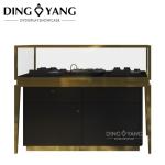 Brush Golden Stainless Steel Custom Jewelry Showcase Match Black Wooden Storage
