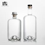 WHISKY 750ml Clear Flint Glass Bottle with Classical Round Design and Glass