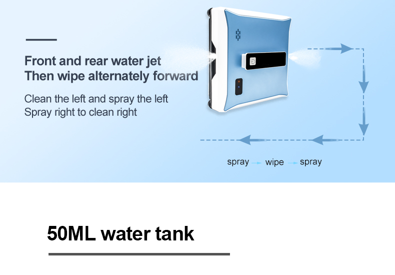 65dB Automatic Shower Glass Cleaner UPS Battery 60Hz Automated Window Cleaner