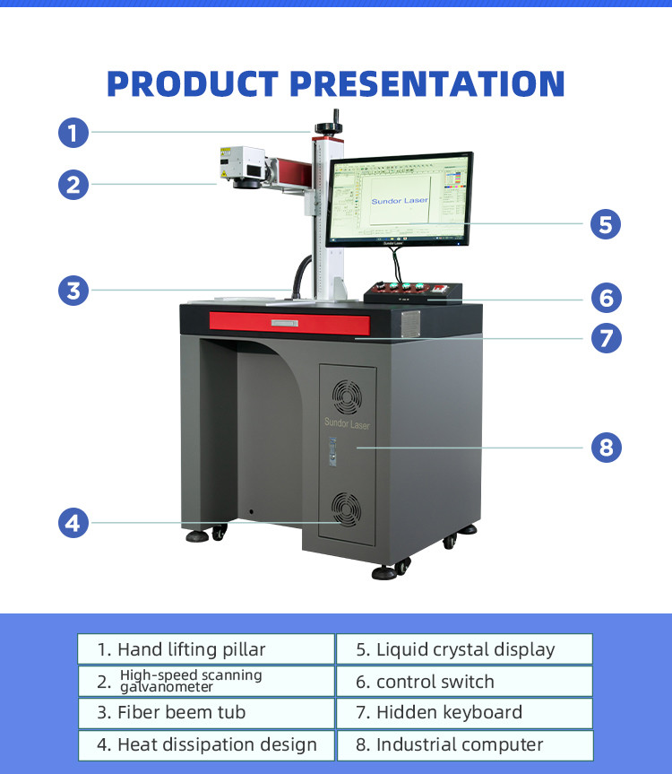 Desktop JPT Mopa 50w Color Fiber Laser Marking Machine For Jewelry